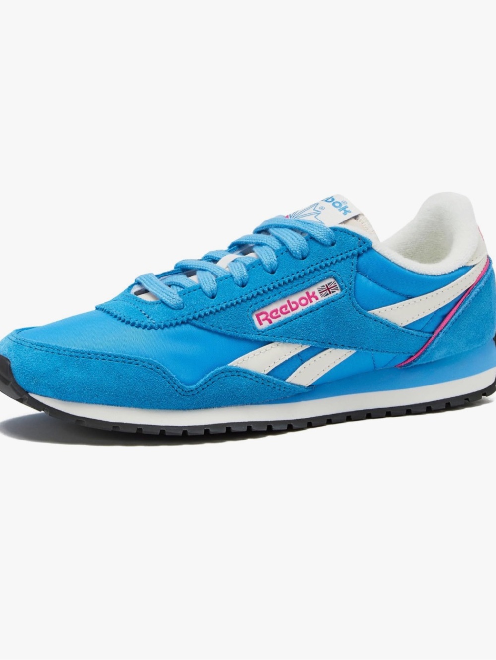 Reebok Classic  Blue Nylon & Suede Runner with White and Pink Details